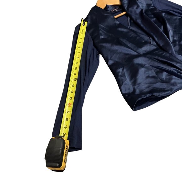 Gianetta Navy Blue Draped Front Long Sleeve Blouse | Size M - Picture 7 of 10